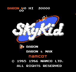 Sky Kid title screen for NES